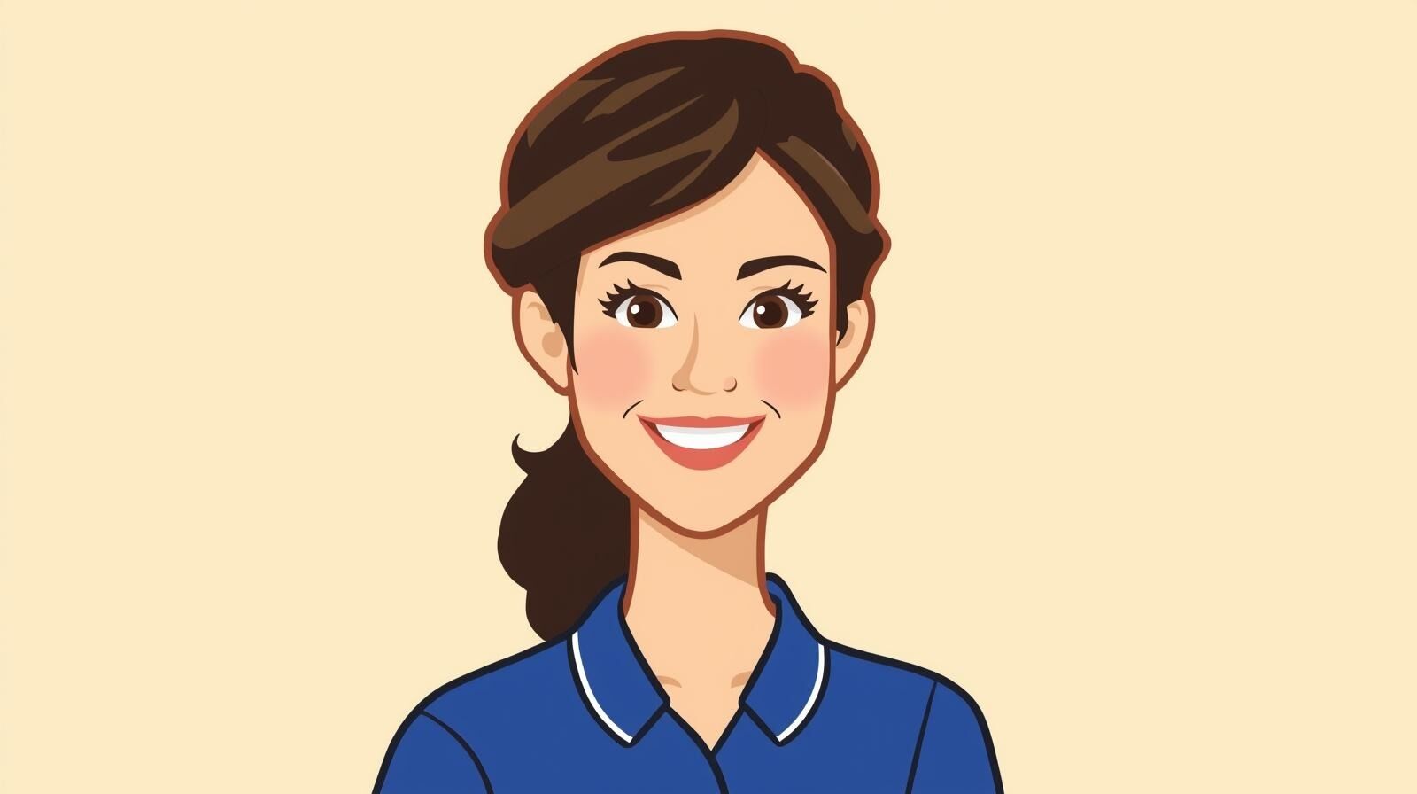 Illustrated portrait of Kelly P, Administrator, Premises Operative & Fundraiser